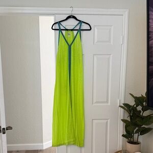 Pitusa Neon Lime Green Dress with Teal Trim